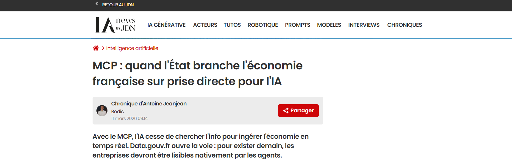 MCP : quand l'État branche l'économie française sur prise directe pour l'IA
